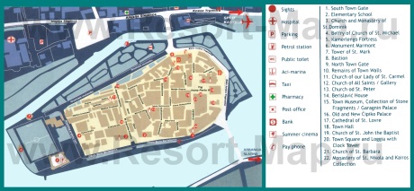 Туристическая карта Трогира с достопримечательностями
