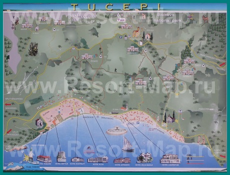 Подробная карта курорта Тучепи