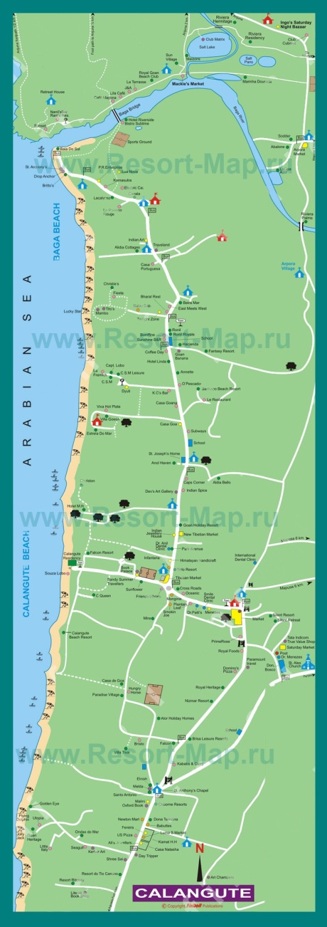 Подробная карта курорта Калагнут