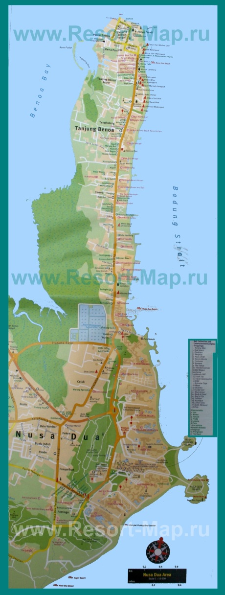 Подробная карта курорта Нуса-Дуа