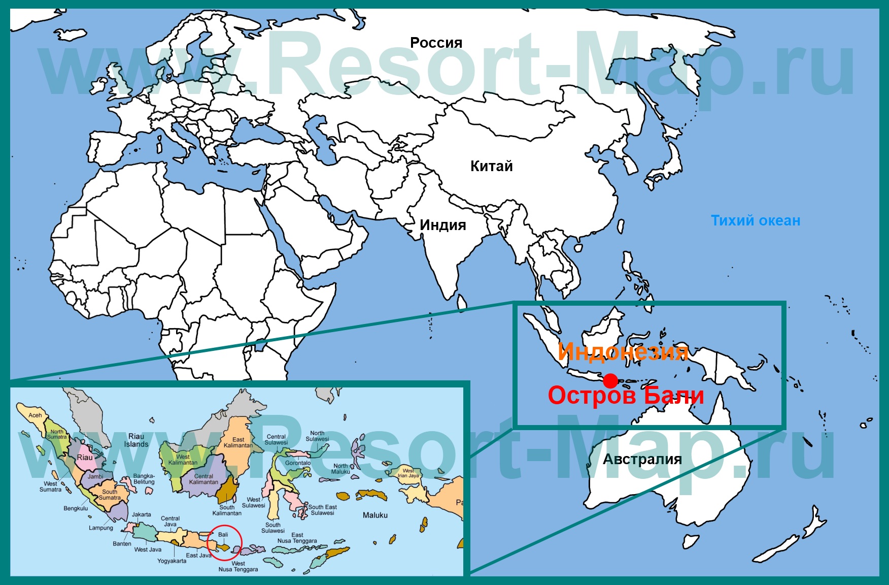 Лучшие курорты на карте острова Бали
