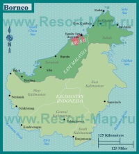 Подробная карта острова Борнео