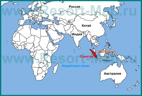 Остров Суматра на карте мира