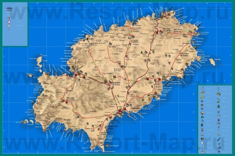 Подробная туристическая карта острова Ибица