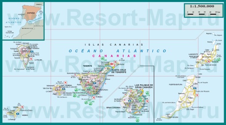 Подробная карта Канарских островов
