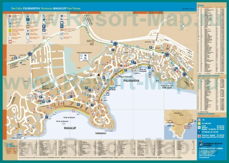 Подробная карта Магалуфа с отелями