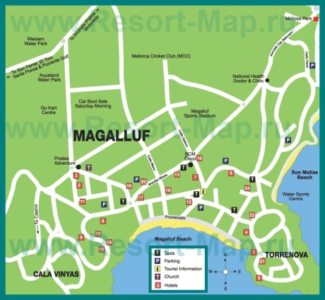 Туристическая карта курорта Магалуф