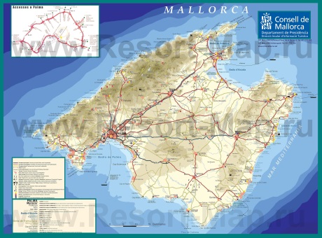 Подробная карта острова Майорка