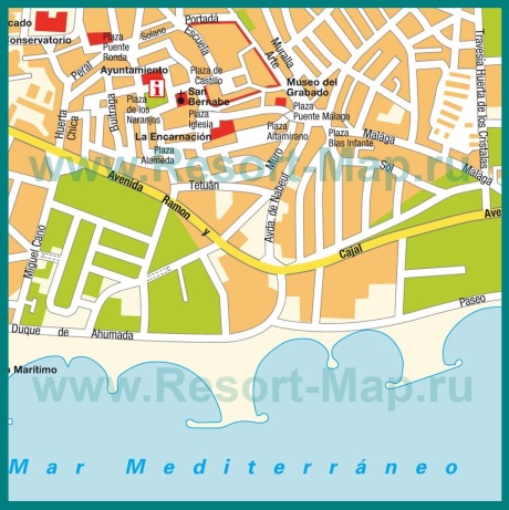 Карта курорта Марбелья с достопримечательностями
