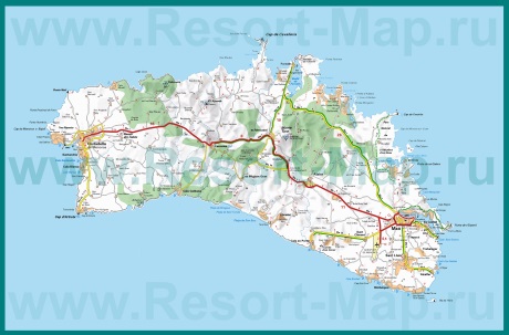 Подробная карта острова Менорка