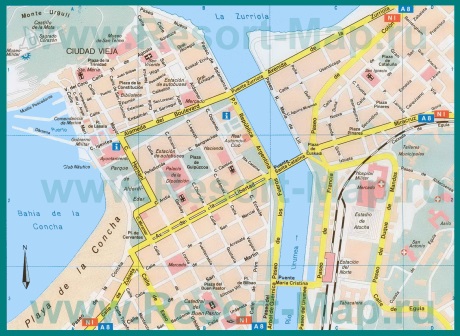Карта центра города Сан-Себастьян