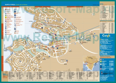 Подробная карта Санта Понсы с отелями