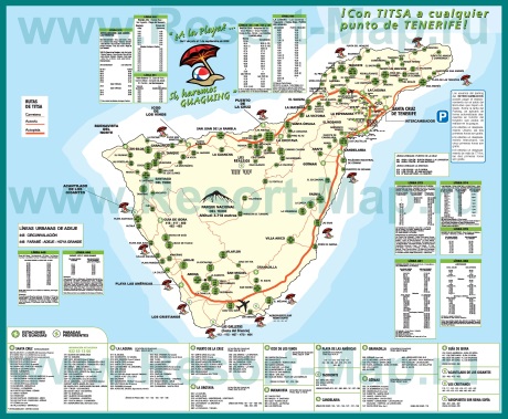 Карта курортов Тенерифе