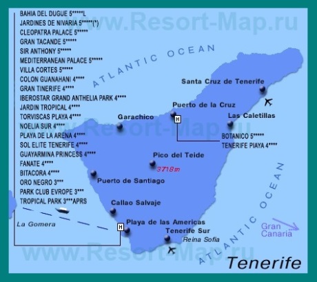 Карта отелей Тенерифе
