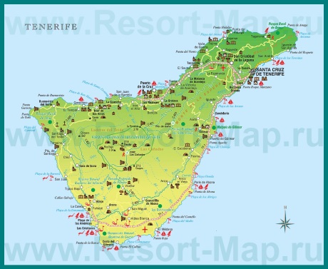 Туристическая карта Тенерифе с достопримечательностями