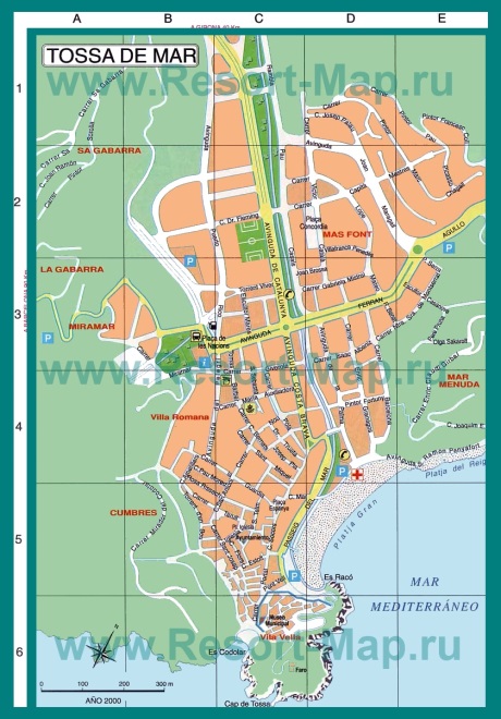 Подробная карта курорта Тосса-де-Мар