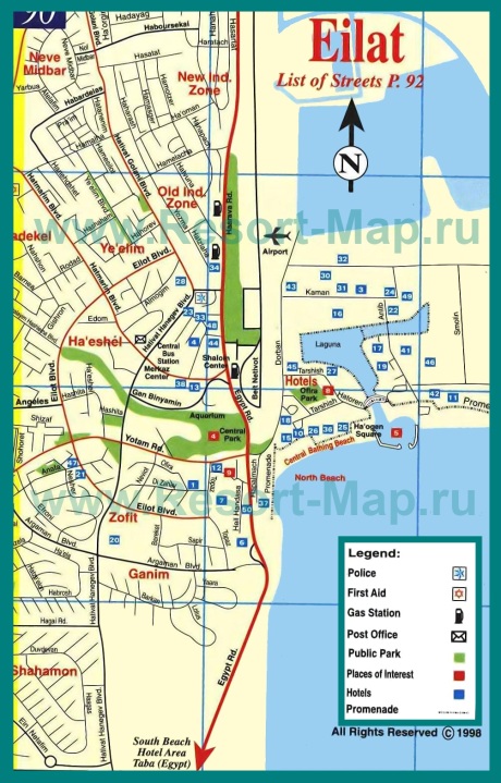 Туристическая карта курорта Эйлат