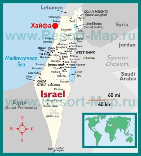 Хайфа на карте Израиля