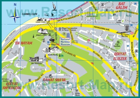 Туристическая карта Хайфы с достопримечательностями
