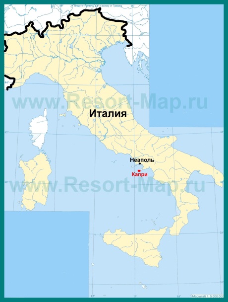 Остров Капри на карте Италии