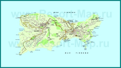 Подробная карта острова Капри