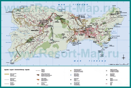 Туристическая карта Капри с отелями