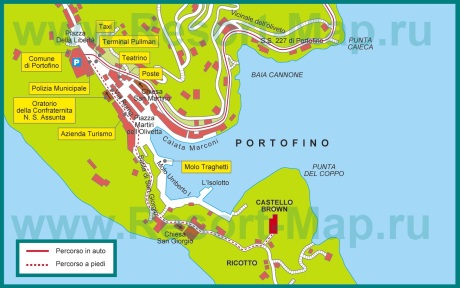 Подробная карта курорта Портофино