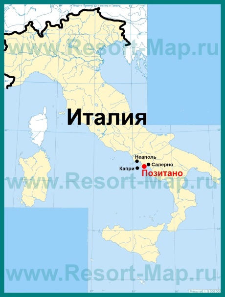Позитано на карте Италии