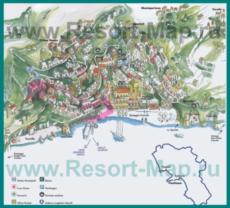 Туристическая карта курорта Позитано