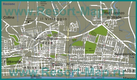 Подробная карта города Риччоне