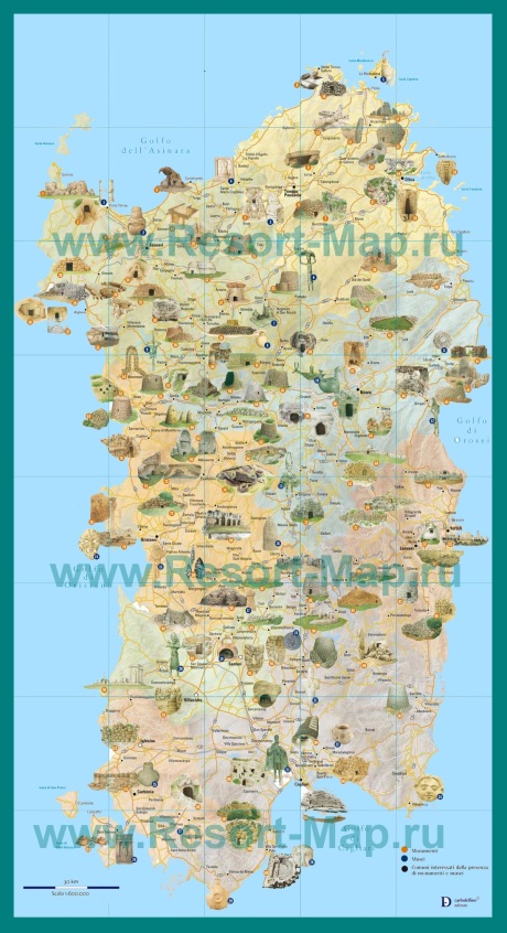 Туристическая карта острова Сардиния