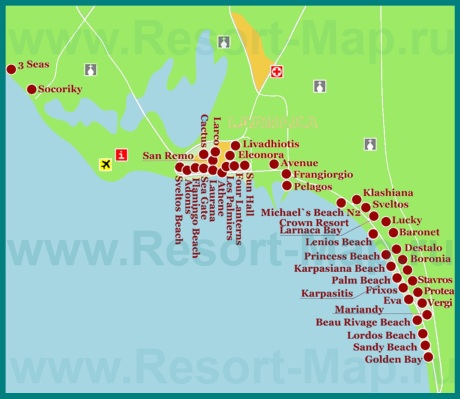 Карта отелей Ларнаки