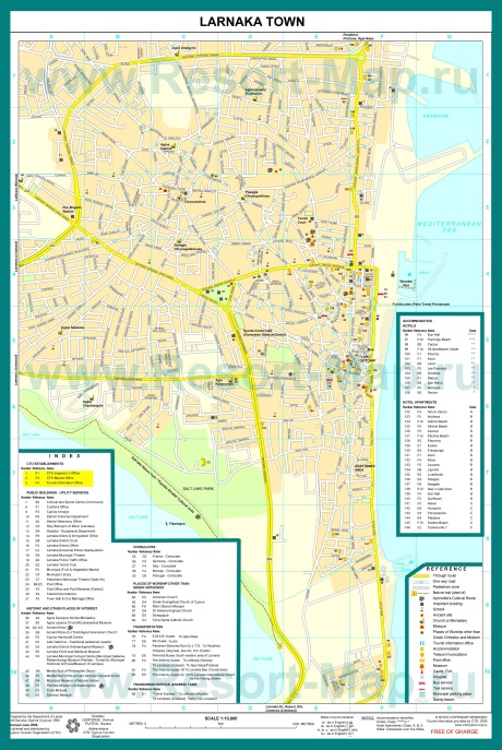 Подробная карта города Ларнака с достопримечательностями
