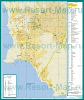 Подробная карта города Пафос с отелями