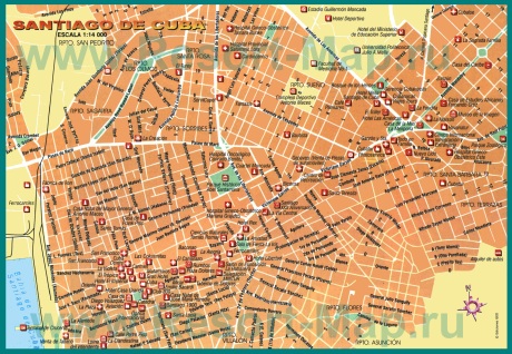 Подробная карта города Сантьяго-де-Куба