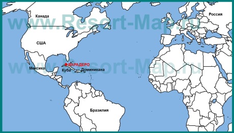 Варадеро на карте Кубы