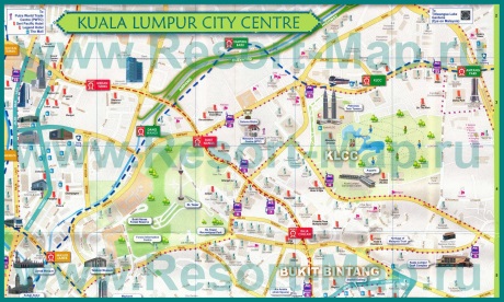 Туристическая карта центра Куала-Лумпура
