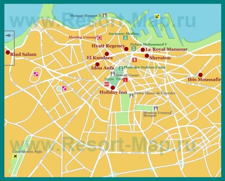 Карта отелей Касабланки