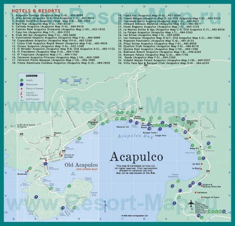 Карта Акапулько с отелями