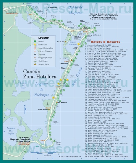 Карта отелей Канкуна
