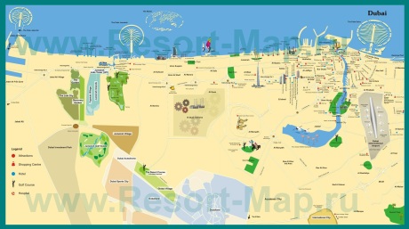 Туристическая карта Дубая с отелями и достопримечательностями