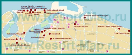 Карта отелей Шарджи