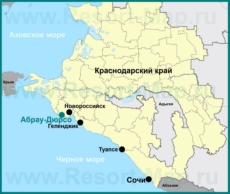 Абрау Дюрсо на карте Краснодарского края