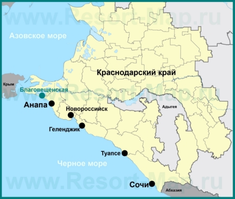 Благовещенская на карте Краснодарского края