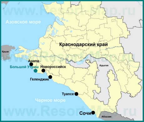 Большой Утриш на карте Краснодарского края