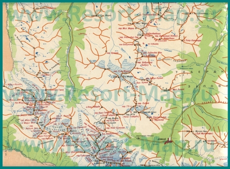 Карта окрестностей Домбая
