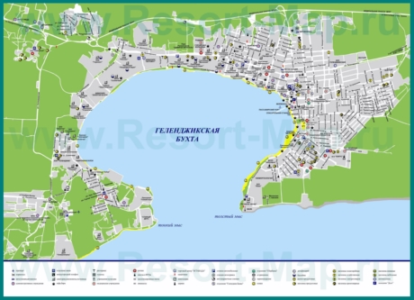 Карта Геленджика с гостиницами, ресторанами и пляжами