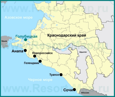 Голубицкая на карте Краснодарского края