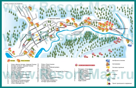 Карта отелей Красной Поляны