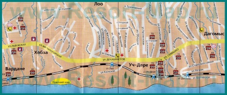 Подробная карта Лоо с гостиницами